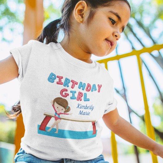体操ブルーモノグラムギムナスト誕生日ガール トドラーTシャツ
