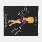 体操ブロンド、ブルーアイズ、ブルゴーニュ・レオタール フリースブランケット (正面(横))