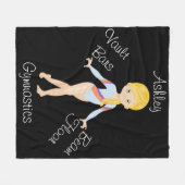 体操ブロンド、ヘーゼルアイズ、ブルー淡い色のレオタール フリースブランケット (正面(横))