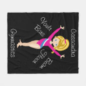 体操ブロンド、青い目、ピンク色レオタール フリースブランケット (正面(横))