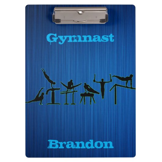 体操ボーイズパーソナライズされたブルー クリップボード (正面)