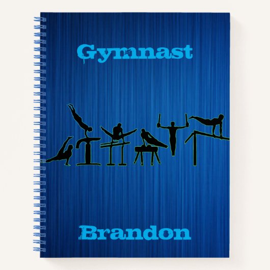体操ボーイズパーソナライズされたブルー ノートブック (正面)