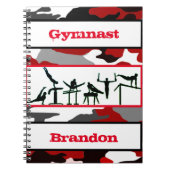 体操ボーイズ赤、黒、白の体操選手迷彩柄 ノートブック (正面)