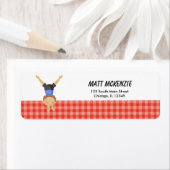 体操ボーイ差出人住所（赤） ラベル (インサイチュ)