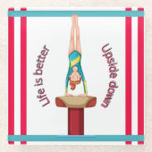 体操ボールトライフが逆さまに向上 ガラスコースター (正面)