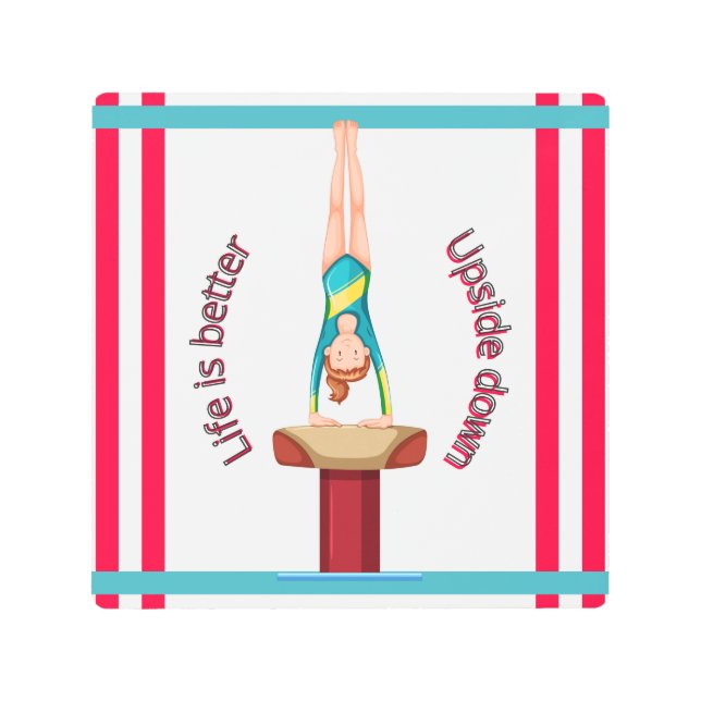 体操ボールトライフが逆さまに向上 メタルプリント (正面)