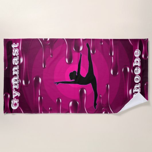 体操マゼンタウェット絵を描 ビーチタオル (正面)
