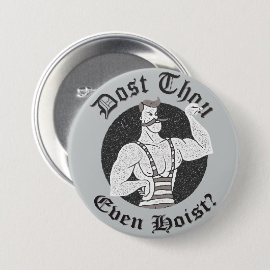 体操ユーモア – ホイストでもするのか?サーカスの強い男 缶バッジ (正面&裏面)