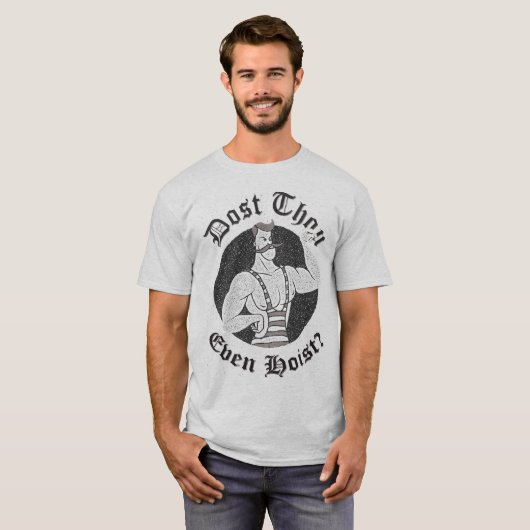 体操ユーモア – ホイストでもするのか？サーカスの強い男 Tシャツ (正面フル)
