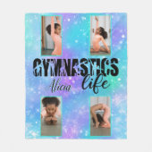 体操ライフパーソナライズされたパステル名&4写真 フリースブランケット (正面)