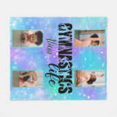 体操ライフパーソナライズされたパステル名&4写真 フリースブランケット (正面(横))