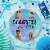 体操ライフパーソナライズされたパステル名&4写真 ペーパープレート (パーティー)