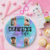 体操ライフパーソナライズされたパステル名&4写真 ペーパープレート (パーティー)