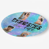 体操ライフパーソナライズされたパステル名&4写真 ペーパープレート (アングル)