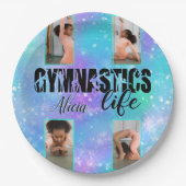 体操ライフパーソナライズされたパステル名&4写真 ペーパープレート (正面)
