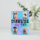 体操ライフパーソナライズされたパステル名&4写真 ポストカード (スタンド正面)
