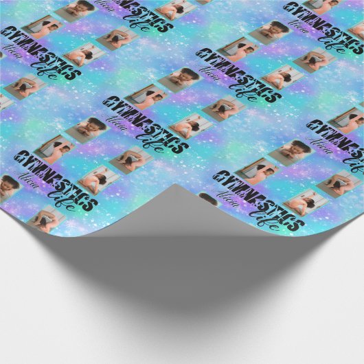 体操ライフパーソナライズされたパステル名&4写真 ラッピングペーパー (角)