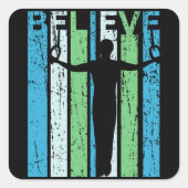 体操リングや輪信じメンズウーメンズキッズレトロ スクエアシール (正面)