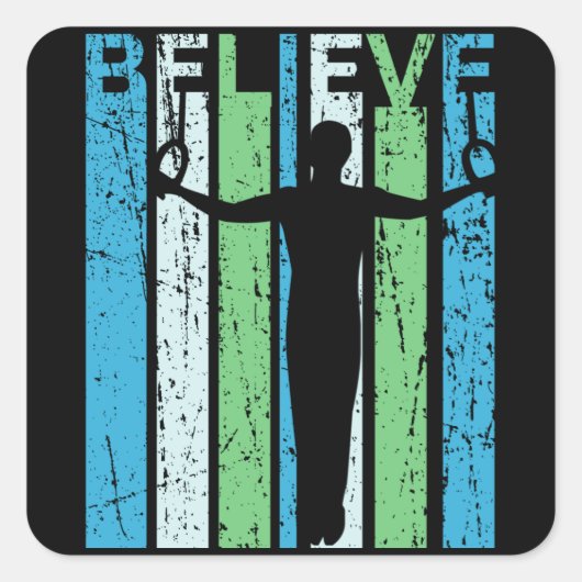 体操リングや輪信じメンズウーメンズキッズレトロ スクエアシール (正面)