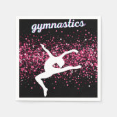 体操リープピンクグリッター スタンダードカクテルナプキン (正面)