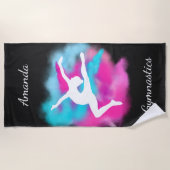 体操リープピンクブルーカラー爆弾の名前 ビーチタオル (正面)