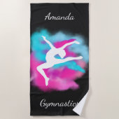 体操リープピンクブルーカラー爆弾の名前 ビーチタオル (正面)