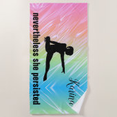 体操レインボー「それでも彼女は固守した」 ビーチタオル (正面)