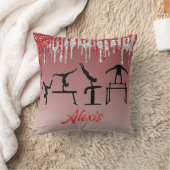 体操レッドとシルバーのグリッタードリップグラデーション クッション (ブランケット)