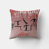 体操レッドとシルバーのグリッタードリップグラデーション クッション (裏面)