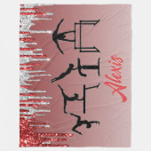 体操レッドとシルバーのグリッタードリップグラデーション フリースブランケット (正面)