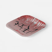 体操レッドとシルバーのグリッタードリップグラデーション ペーパープレート (傾斜あり)