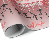 体操レッドとシルバーのグリッタードリップグラデーション ラッピングペーパー (ロールコーナー)