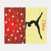 体操レッド、イエロー/金ゴールドスターフリースブランケット フリースブランケット (正面(横))