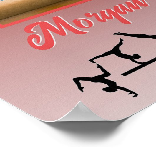 体操レッド&シルバーグリッタードリップカスタム写真 ポスター (角)