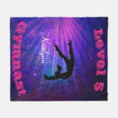 体操レベルスターバスト(任意の名前とレベル番号) フリースブランケット (正面(横))