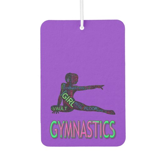 体操ワードアートピンク&パープルエアーフレッシュナー カーエアーフレッシュナー (正面)