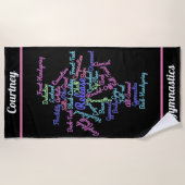 体操ワードクラウド ビーチタオル (正面)