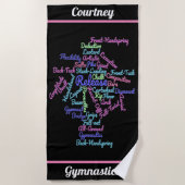 体操ワードクラウド ビーチタオル (正面)