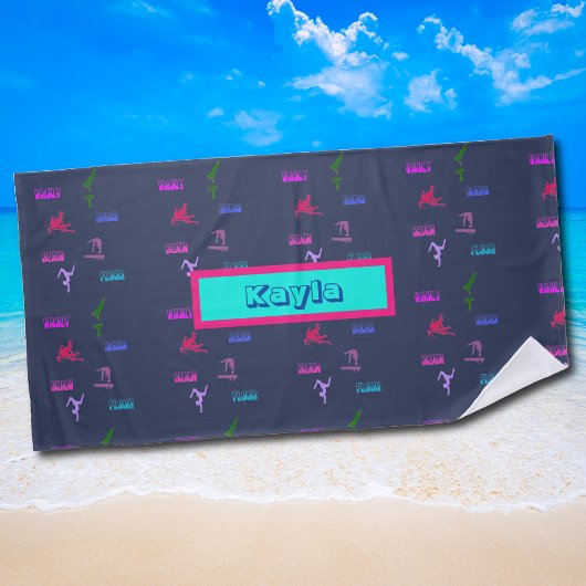 体操ヴォールト、バー、梁、床 ビーチタオル