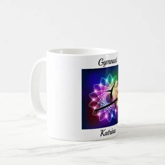 体操体操体操バランスビームパーソナライズされたマグカップ コーヒーマグカップ (正面左)