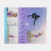 体操前紫ティール（緑がかった色）グラデーション3 パーソナライズされた枚 フリースブランケット (正面(横))