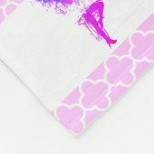 体操女子ネームパープルピンククローバー フリースブランケット (角)