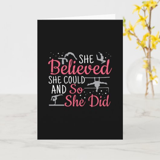 体操女子 - 彼女はできると信じた カード (黄色い花)