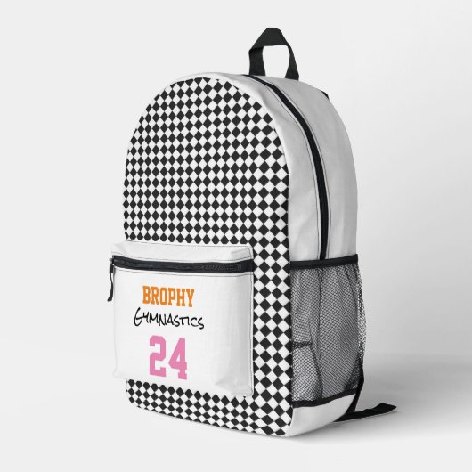体操学校スポーツ年季チームカラーカラフル プリントバックパック (裏面右端)