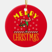 体操小妖精や小人オンビーム体操クリスマス セラミックオーナメント (正面)