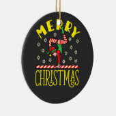 体操小妖精や小人ビーム体操クリスマスTシャツ セラミックオーナメント (右)