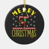 体操小妖精や小人ビーム体操クリスマスTシャツ セラミックオーナメント (正面)