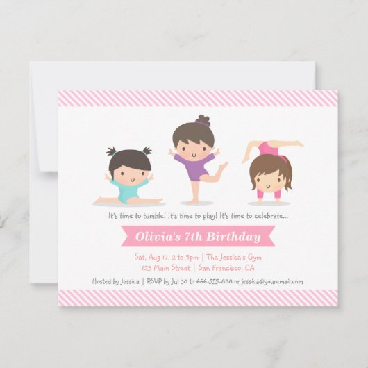 体操少女の誕生日会 招待状 (正面)