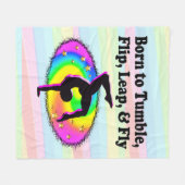 体操少女の転がり跳ね回り フリースブランケット (正面(横))