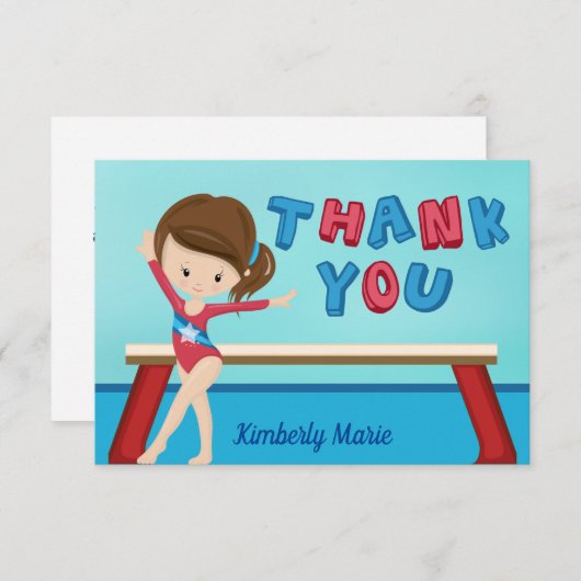 体操少女 かわいい体操選手 オーダーメイド感謝カード サンキューカード (正面/裏面)